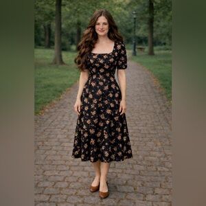 Women’s black floral size 26/28 short sleeve dress